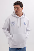 Tudors Unisex Oversized Cotton Fleece-Lined Printed White Hoodie